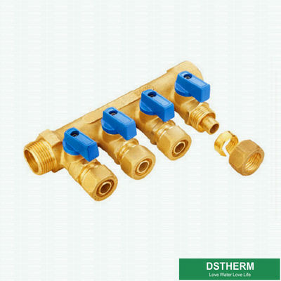 Dos maneras tres maneras a seis maneras suelan los múltiples de cobre amarillo de la válvula del mezclador del agua del sistema de calefacción