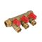 Dos maneras a seis múltiples de cobre amarillo de los separadores de agua de las maneras para Pex instalan tubos las colocaciones del tornillo de WithFemale para el abastecimiento de la agua caliente
