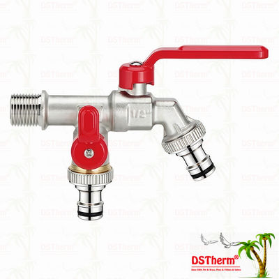 Un diseño único, forma innovadora, grifo de salida doble con mango rojo de aluminio 1/2"*3/4"*3/4"