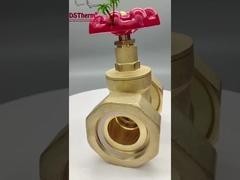 Válvula de puerta de la Unión de latón con mango de hierro fundido rojo de alto flujo 1/2 