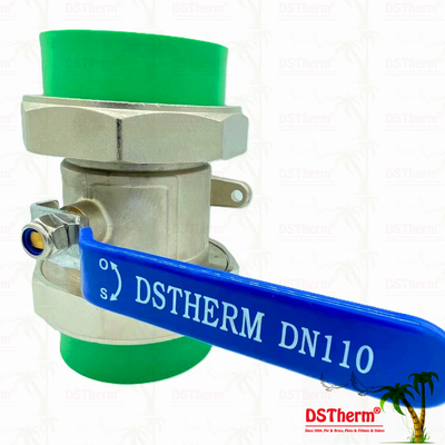 110 mm PPR doble válvula de bolas de unión con perforación completa PN25 resistente a la corrosión