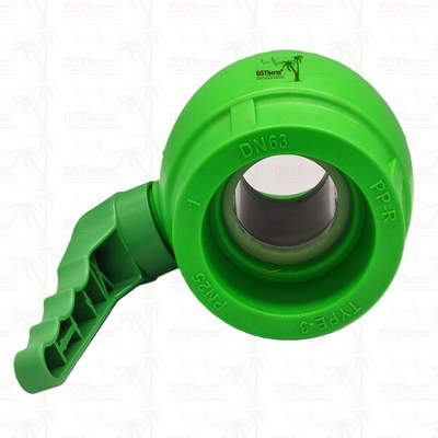 Válvula de bola de plástico PPR con mango de agitación y mango de bola de latón ergonómico de agitación 20-63mm