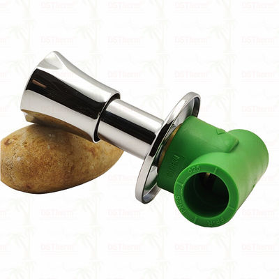 Válvula de parada PPR PN25 20-40 mm cromada con mango antideslizante