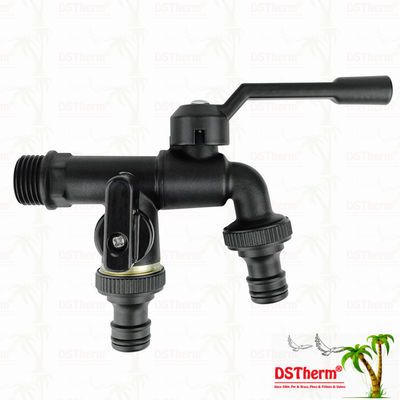 Dos salidas de jardín bicocos de latón grifo de latón válvula de grifo de agua 1/2 "-1"