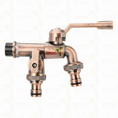 Dos salidas de jardín bicocos de latón grifo de latón válvula de grifo de agua 1/2 "-1"