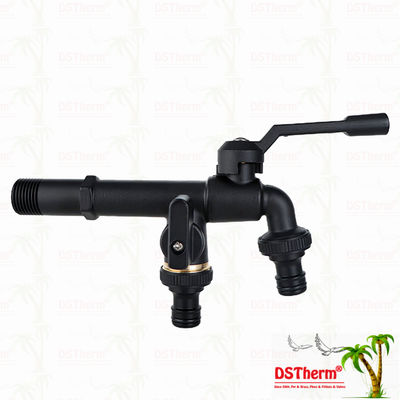 Grifo de latón de alta resistencia con doble salida y boquilla larga, grifos de latón con cuerpo extendido, 1/2"*3/4"*3/4"