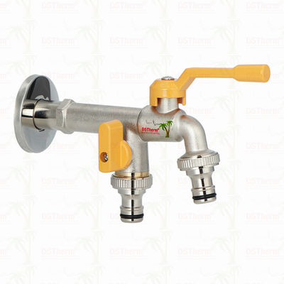 Grifo de latón de alta resistencia con doble salida y boquilla larga, grifos de latón con cuerpo extendido, 1/2"*3/4"*3/4"