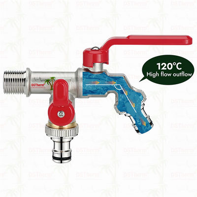 Un diseño único, forma innovadora, grifo de salida doble con mango rojo de aluminio 1/2"*3/4"*3/4"
