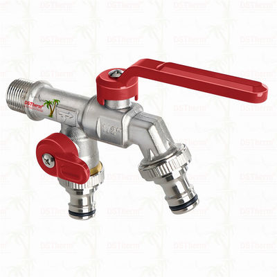 Un diseño único, forma innovadora, grifo de salida doble con mango rojo de aluminio 1/2"*3/4"*3/4"