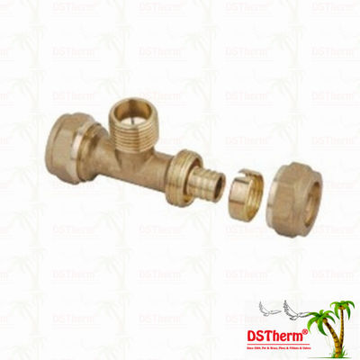 Colocaciones de cobre amarillo roscadas iguales Logo Screw Fittings Middle Weight modificado para requisitos particulares color de cobre amarillo de Pex de la camiseta