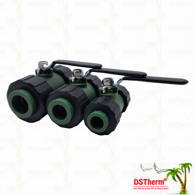 Válvula de bola de doble unión PPR con bola de latón y manija de hierro 20-63MM LOGO personalizado