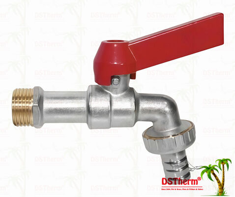 Niquelado de trabajo pesado clásico de aluminio recto mango bibcocks boca de agua grifo de agua grifo 1/2 "