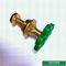 Manijas plásticas verdes con los cartuchos de cobre amarillo de la válvula para Ppr y la válvula de parada de cobre amarillo