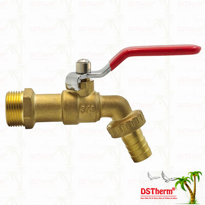 Grifo de agua con manija de hierro roja clásica resistente chapado en oro, grifo de salida de agua, grifo de agua de 3/4